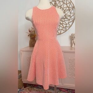 finn & clover Coral‎ Geometric Midi Dress